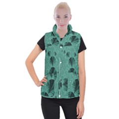 Biscay Green Black Spirals Women s Button Up Vest by SpinnyChairDesigns