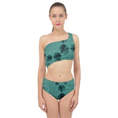 Biscay Green Black Spirals Spliced Up Two Piece Swimsuit by SpinnyChairDesigns