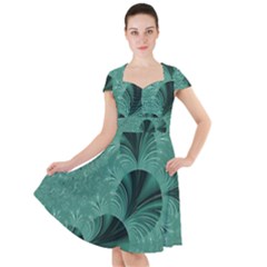 Biscay Green Black Spirals Cap Sleeve Midi Dress by SpinnyChairDesigns