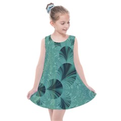 Biscay Green Black Spirals Kids  Summer Dress by SpinnyChairDesigns