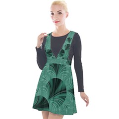 Biscay Green Black Spirals Plunge Pinafore Velour Dress by SpinnyChairDesigns