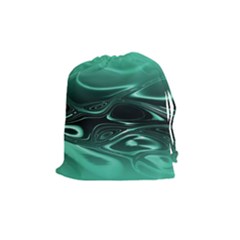 Biscay Green Black Swirls Drawstring Pouch (medium)