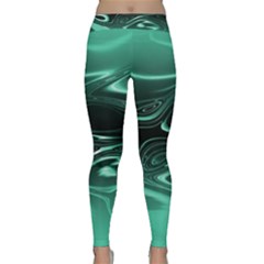 Biscay Green Black Swirls Classic Yoga Leggings