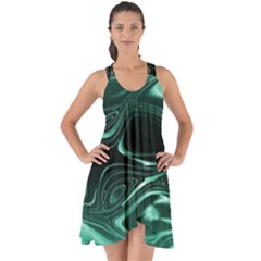 Biscay Green Black Swirls Show Some Back Chiffon Dress by SpinnyChairDesigns