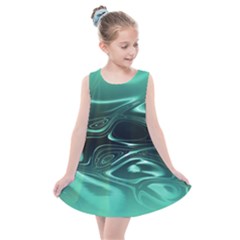 Biscay Green Black Swirls Kids  Summer Dress