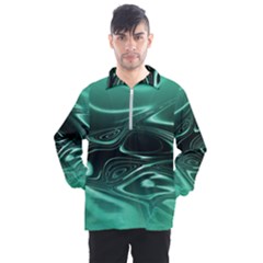 Biscay Green Black Swirls Men s Half Zip Pullover by SpinnyChairDesigns