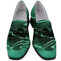 Biscay Green Black Swirls Women s Chunky Heel Loafers by SpinnyChairDesigns