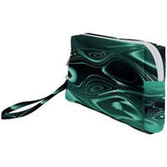 Biscay Green Black Swirls Wristlet Pouch Bag (small) by SpinnyChairDesigns