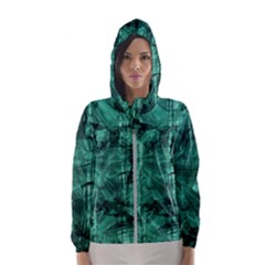 Biscay Green Black Textured Women s Hooded Windbreaker