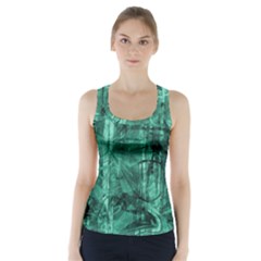 Biscay Green Black Textured Racer Back Sports Top