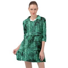 Biscay Green Black Textured Mini Skater Shirt Dress