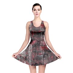 Red Black Abstract Texture Reversible Skater Dress by SpinnyChairDesigns