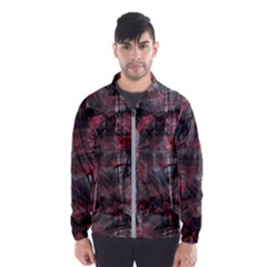 Red Black Abstract Texture Men s Windbreaker by SpinnyChairDesigns