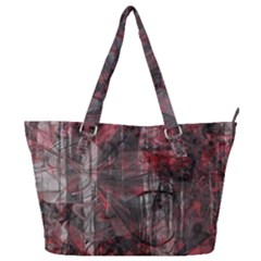 Red Black Abstract Texture Full Print Shoulder Bag by SpinnyChairDesigns
