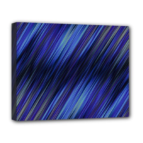 Indigo And Black Stripes Deluxe Canvas 20  X 16  (stretched) by SpinnyChairDesigns