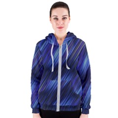 Indigo And Black Stripes Women s Zipper Hoodie by SpinnyChairDesigns