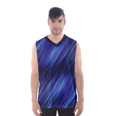 Indigo And Black Stripes Men s Basketball Tank Top by SpinnyChairDesigns