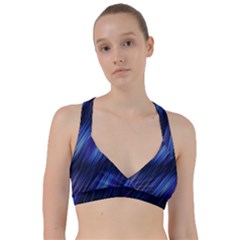 Indigo And Black Stripes Sweetheart Sports Bra by SpinnyChairDesigns