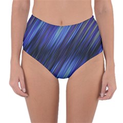 Indigo And Black Stripes Reversible High-waist Bikini Bottoms by SpinnyChairDesigns