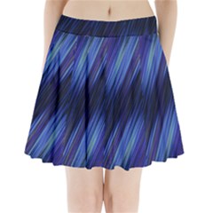 Indigo And Black Stripes Pleated Mini Skirt by SpinnyChairDesigns