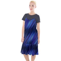 Indigo And Black Stripes Camis Fishtail Dress by SpinnyChairDesigns