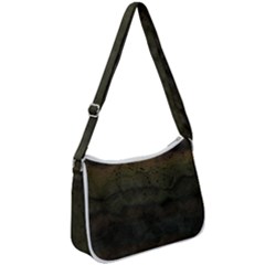 Army Green Grunge Texture Zip Up Shoulder Bag by SpinnyChairDesigns