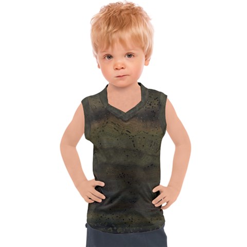 Army Green Grunge Texture Kids  Sport Tank Top by SpinnyChairDesigns