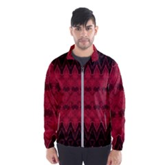 Boho Red Black Pattern Men s Windbreaker by SpinnyChairDesigns