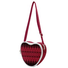 Boho Red Black Pattern Heart Shoulder Bag by SpinnyChairDesigns