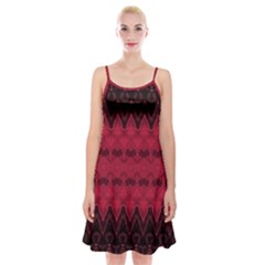 Boho Red Black Pattern Spaghetti Strap Velvet Dress by SpinnyChairDesigns