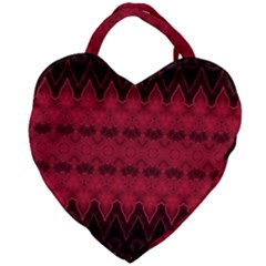 Boho Red Black Pattern Giant Heart Shaped Tote by SpinnyChairDesigns