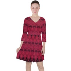 Boho Red Black Pattern Ruffle Dress by SpinnyChairDesigns