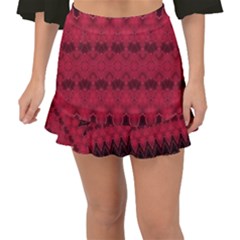 Boho Red Black Pattern Fishtail Mini Chiffon Skirt