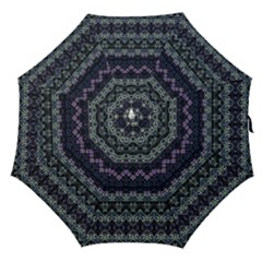 Boho Navy Teal Violet Stripes Straight Umbrellas by SpinnyChairDesigns