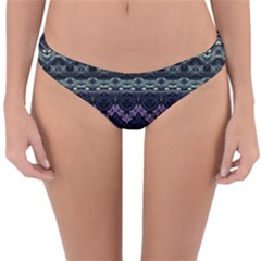 Boho Navy Teal Violet Stripes Reversible Hipster Bikini Bottoms by SpinnyChairDesigns