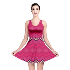 Boho Aztec Stripes Rose Pink Reversible Skater Dress by SpinnyChairDesigns