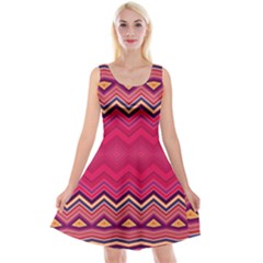 Boho Aztec Stripes Rose Pink Reversible Velvet Sleeveless Dress by SpinnyChairDesigns