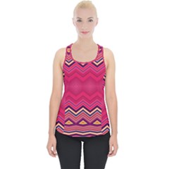 Boho Aztec Stripes Rose Pink Piece Up Tank Top by SpinnyChairDesigns
