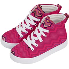 Boho Aztec Stripes Rose Pink Kids  Hi-top Skate Sneakers by SpinnyChairDesigns