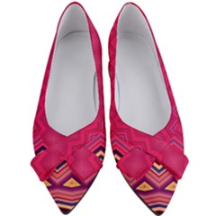 Boho Aztec Stripes Rose Pink Women s Bow Heels by SpinnyChairDesigns