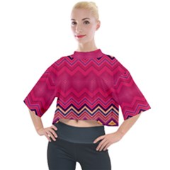 Boho Aztec Stripes Rose Pink Mock Neck Tee by SpinnyChairDesigns