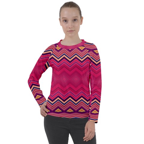 Boho Aztec Stripes Rose Pink Women s Long Sleeve Raglan Tee by SpinnyChairDesigns