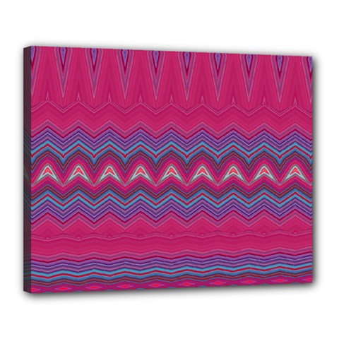 Magenta Blue Stripes Canvas 20  X 16  (stretched) by SpinnyChairDesigns