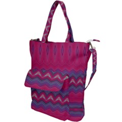 Magenta Blue Stripes Shoulder Tote Bag by SpinnyChairDesigns