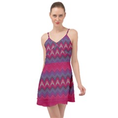 Magenta Blue Stripes Summer Time Chiffon Dress by SpinnyChairDesigns