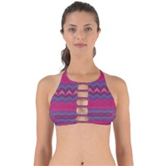 Magenta Blue Stripes Perfectly Cut Out Bikini Top by SpinnyChairDesigns