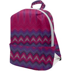 Magenta Blue Stripes Zip Up Backpack by SpinnyChairDesigns