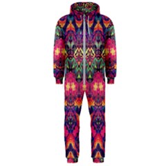 Boho Colorful Pattern Hooded Jumpsuit (men)  by SpinnyChairDesigns