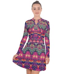 Boho Colorful Pattern Long Sleeve Panel Dress by SpinnyChairDesigns