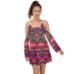 Boho Colorful Pattern Kimono Sleeves Boho Dress